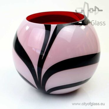 Round vase Zebra with red inside by Loranto - 24 cm