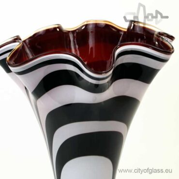 High vase Zebra with red inside by Loranto - 40 cm
