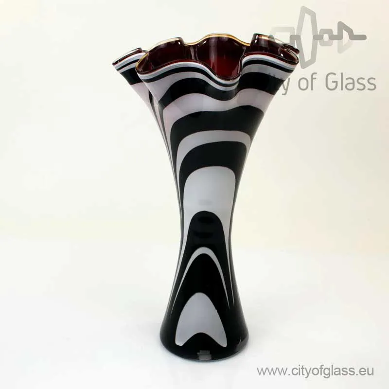 leraar AIDS Overweldigen Zwart witte vaas Zebra met rode binnenkant, Loranto 40 cm - City of Glass