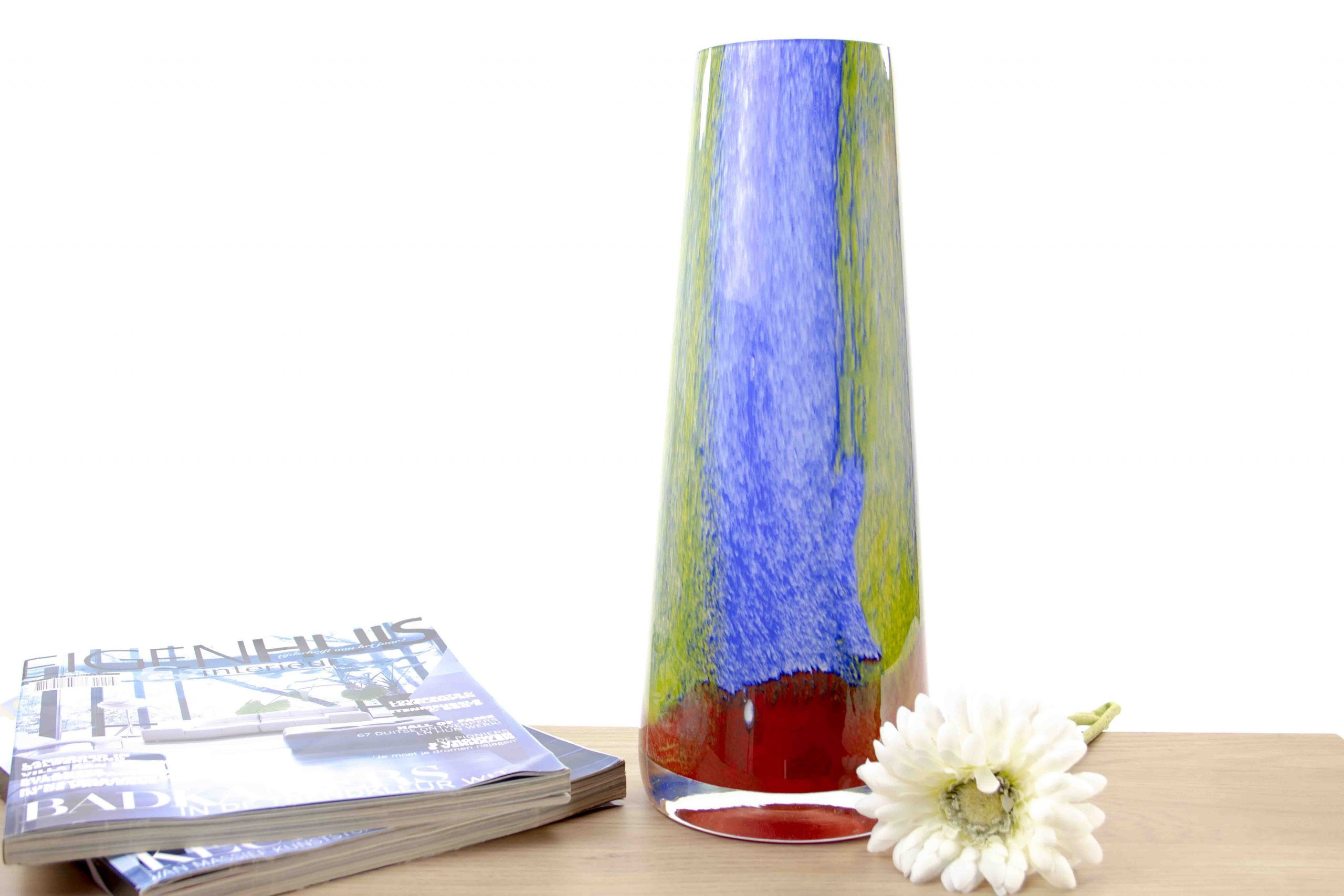Geroosterd aanvaardbaar Ansichtkaart Glazen vaas Marine van Loranto - 35 cm, blauw, groen, rood - City of Glass