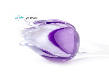 Tulp van glas wit paars