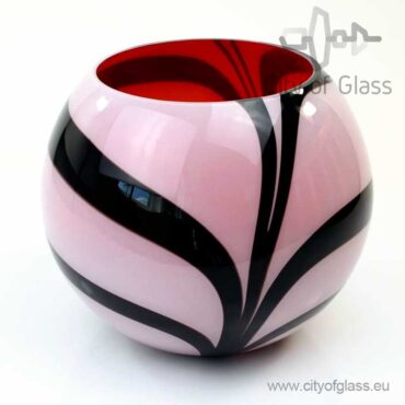 Bolle vaas Zebra met rode binnenkant van Loranto - 24 cm