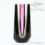 Polished crystal object by Ozzaro with black and pink - 24 cm