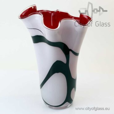 White with black vase with red inside by Loranto - 35 cm