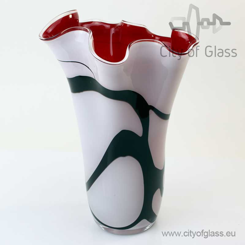 Varen Gastheer van canvas White with black vase with red inside, Loranto, 35 cm - City of Glass