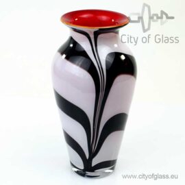 Flowervase Zebra with red inside by Loranto - 27 cm