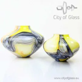 Glass vase in yellow and grey by Loranto