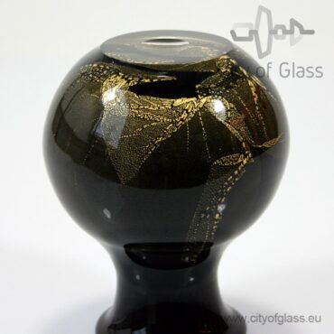 Black vase with 24 carat gold leaf