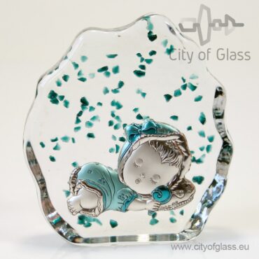 Birth gift with silver and barnstein - blue