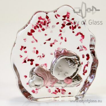 Birth gift with silver and barnstein - pink