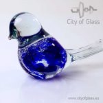 Glass bird by Loranto bubble - cobalt blue