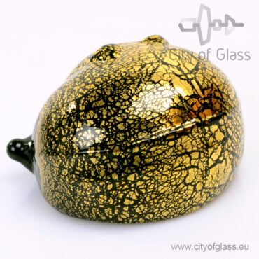 Murano glasobject Kat met bladgoud - zwart