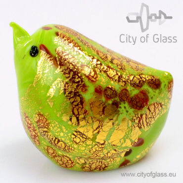 Murano glasobject Vogel met bladgoud - groen