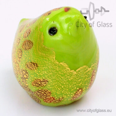 Murano glasobject Vogel met bladgoud - groen