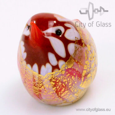 Murano glasobject Vogel met bladgoud - rood