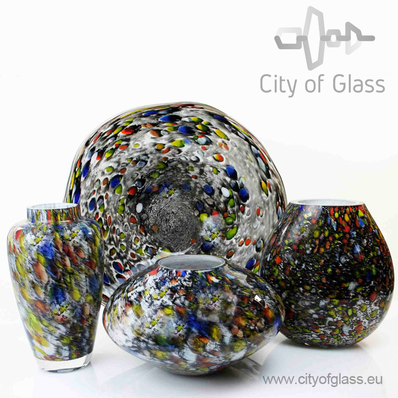 Vaas Confetti van Loranto - hoog, & veelkleurig 30 cm - City of Glass