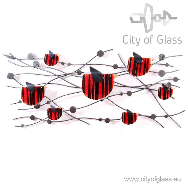 vertrekken sextant sensatie Wanddecoratie met glazen vogels van Loranto rood - City of Glass