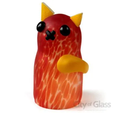 glazen kat van Ozzaro - rood-geel