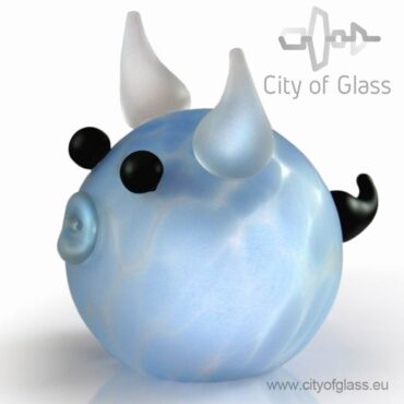 glazen koe van Ozzaro - blauw