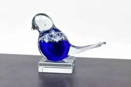 mini urn vogel blauw van loranto glas,
