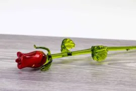 rode roos van glas 32 cm,