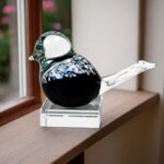 Mini Urn vogel zwart Loranto glazen urn KU.12-Photoroom