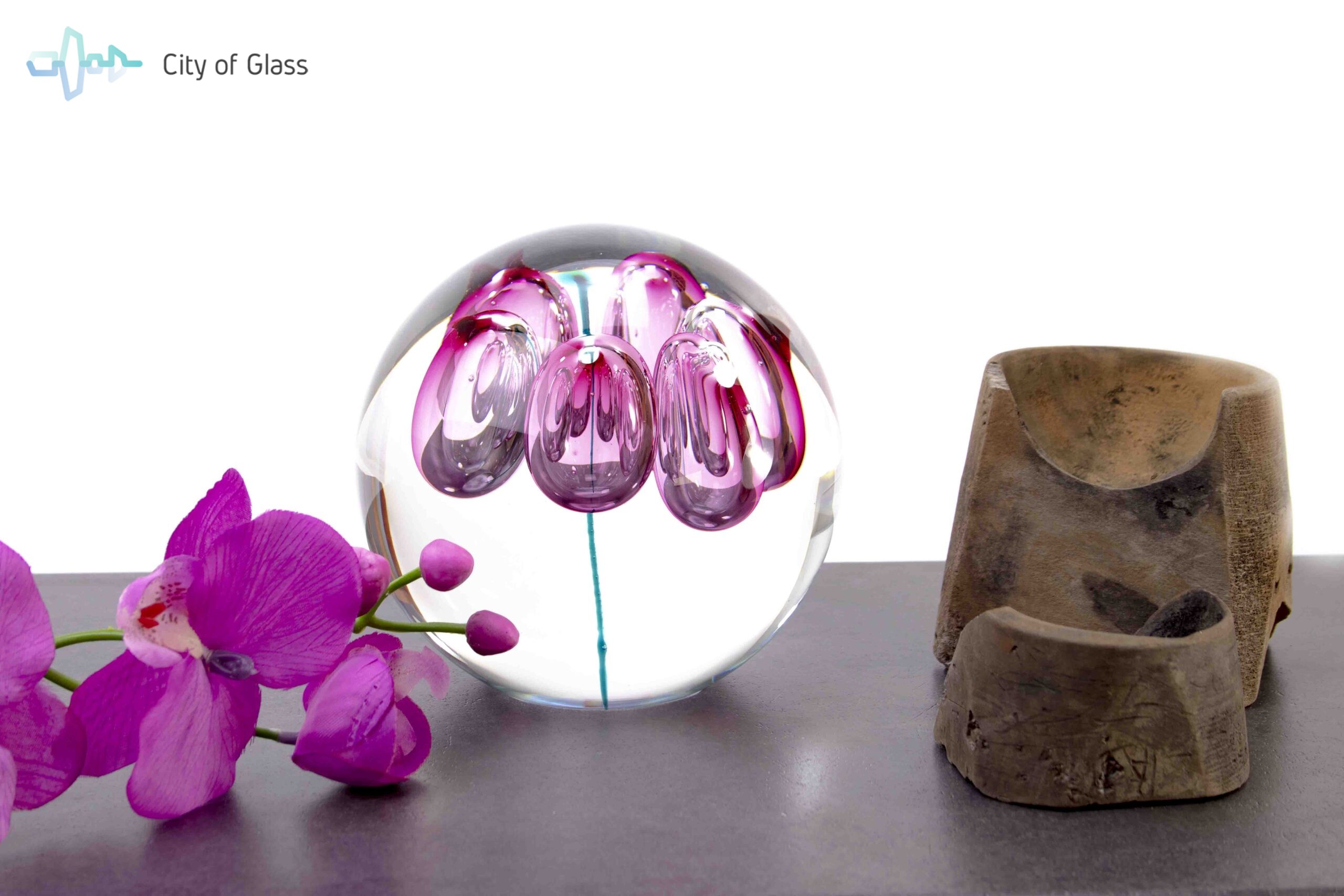 Kristallen met Roze Decoratie - City of Glass