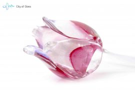 Tulp van glas wit roze
