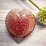 Mini Urn Heart Red and Silver