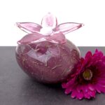 Mini Urn Pink flower on Purple stone