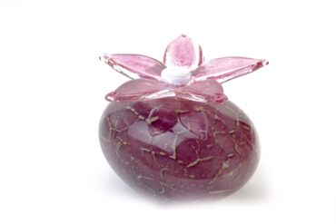 Mini Urn Pink flower on Purple stone