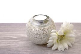Mini Urn Tea Light Holder White with gold speckles