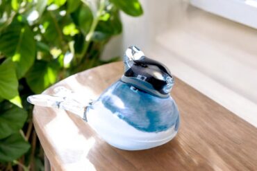 Mini Urn Vogel Blue JAy binnen