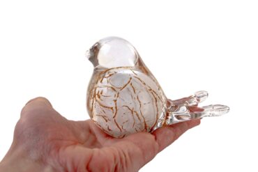 Mini Urn Bird | White & Gold Leaf | Small Urn | Animal Urn - Image 2