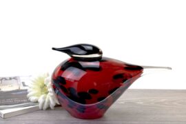 Large Glass Bird ”Color” Red