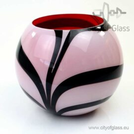 Round vase Zebra with red inside by Loranto – 24 cm