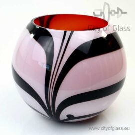 Round vase Zebra with red inside by Loranto – 24 cm