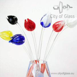 Glazen tulp wit van Loranto 50 cm