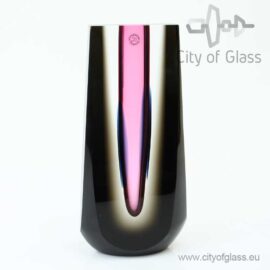 Polished crystal object by Ozzaro with black and pink – 24 cm