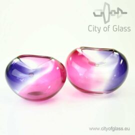 Kristallen bolle vaas Violet van Ozzaro – 14 cm en 16 cm