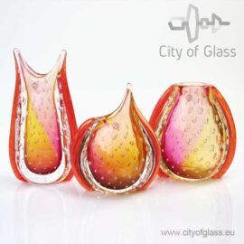 Bohemian crystal vase Amber Red by Ozzaro – 19 cm, 20 cm and 25 cm