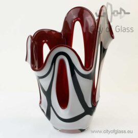 White with black fanvase with red inside by Loranto – 35 cm