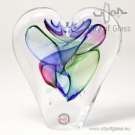 Crystal heart by Ozzaro blue/green – 12 cm
