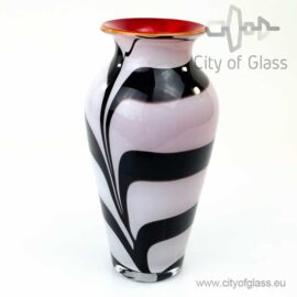 Flowervase Zebra with red inside by Loranto – 27 cm