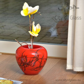 Rode glazen bolle vaas Inferno van Loranto – 18 cm