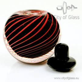 Kristallen urn Black Red van Ozzaro – 11 cm