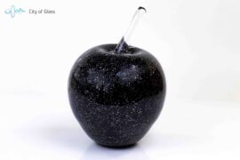 Black Apple with Silver Splinters H19 cm.