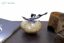 Mini urn Blauwe Vlinder op Bruine Steen