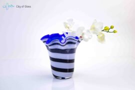 Flower vase Zebra with blue interior