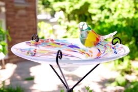 Tuinprikker vogeldrinkschaal | Wit | Tuinsteker Vogelbadje | Glazen Tuindecoraties | Vogelbad | Tuinprikker glas